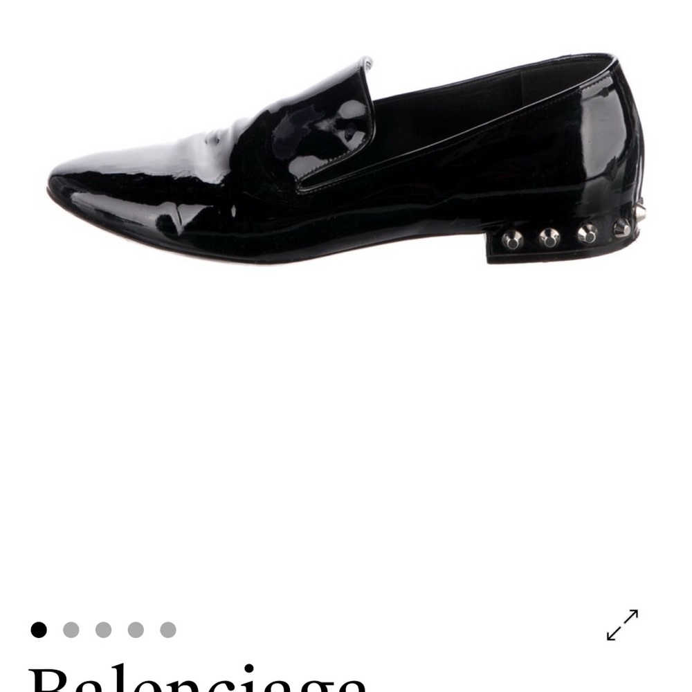 Balenciaga Patent Black Slip-On Loafers with Metallic Accents